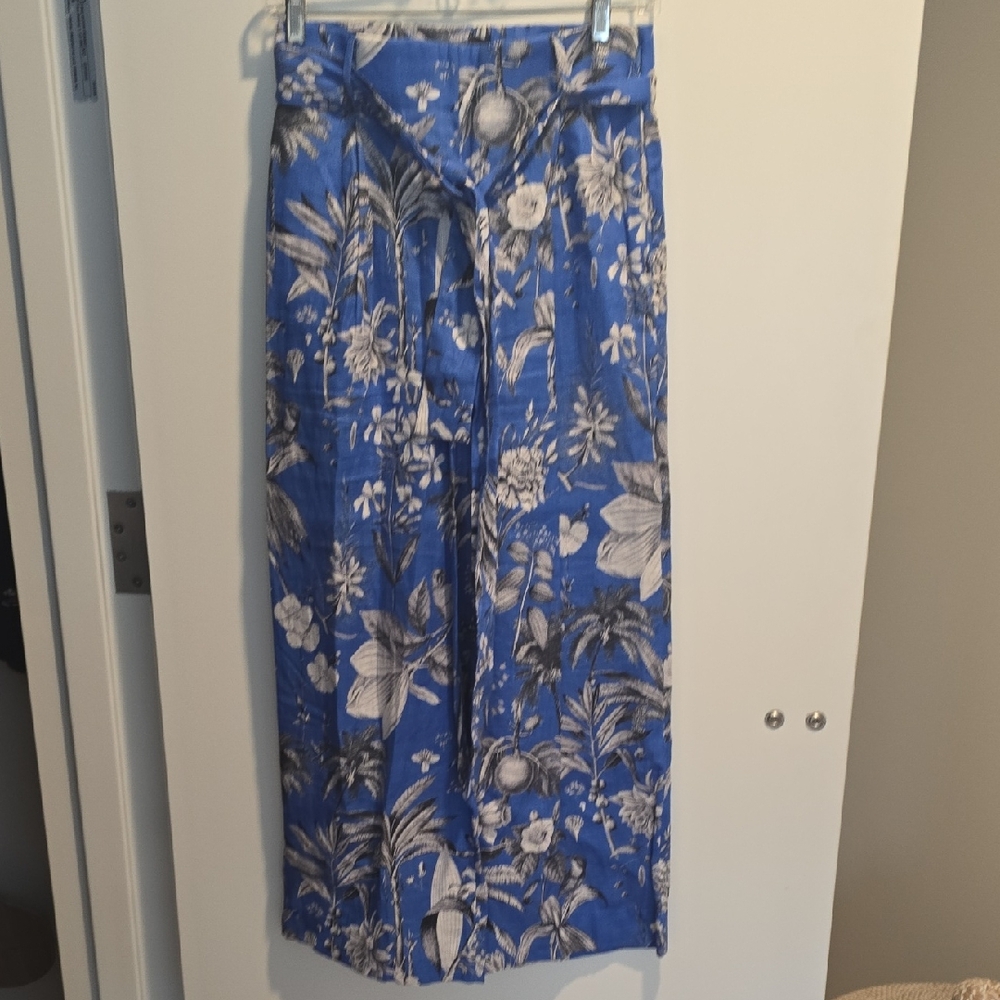 J. Crew Blue Floral Wide Leg Pants